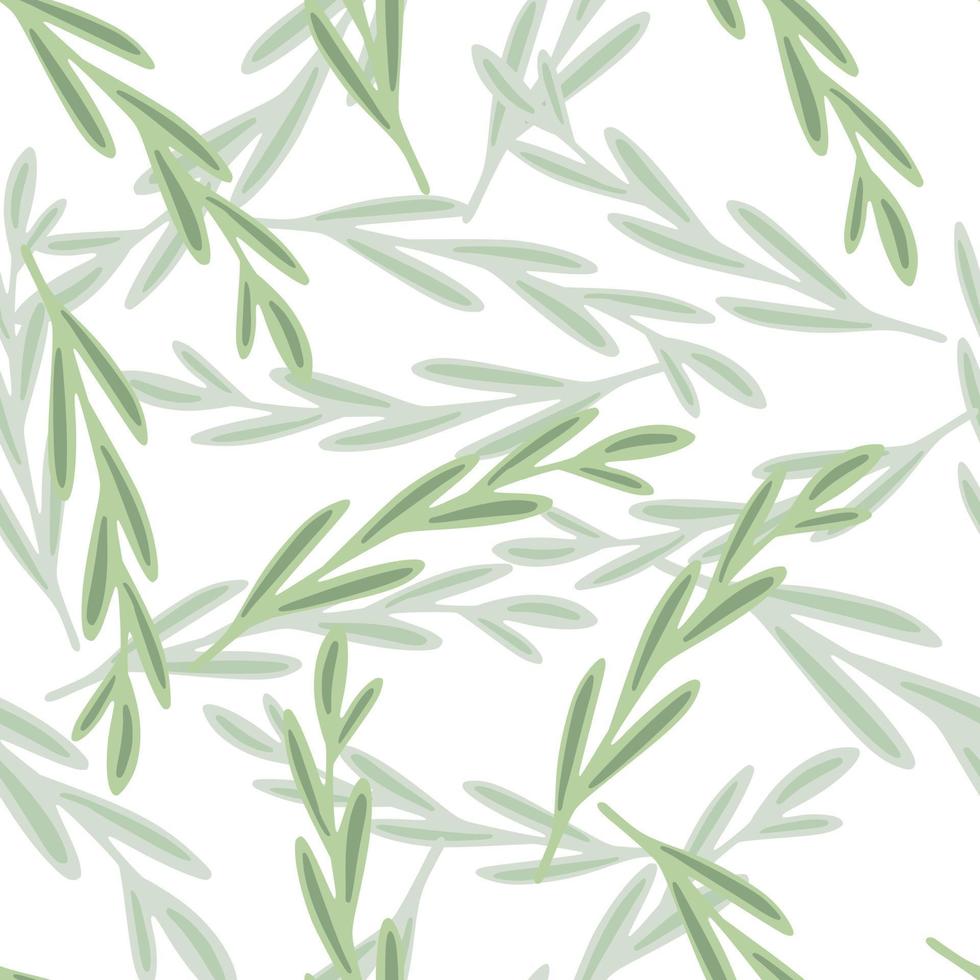 Isolated natural seamless pattern with leaf branches shapes in green colors. Simple botanic doodle backdrop. vector