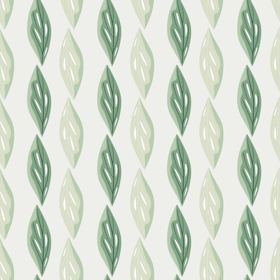 Green and grey colored palette seamless pattern with abstract leaves print. Floral simple backdrop. vector