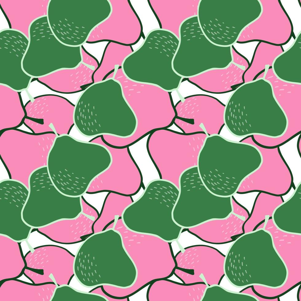 Doodle pear seamless pattern. Hand drawn botanical backdrop. vector