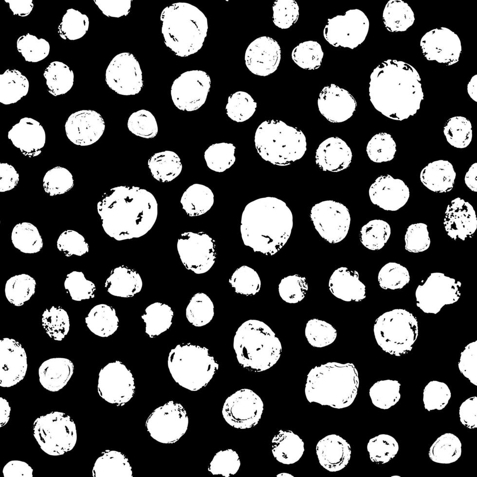 Hand drawn paint brush seamless pattern. Grunge circles. vector