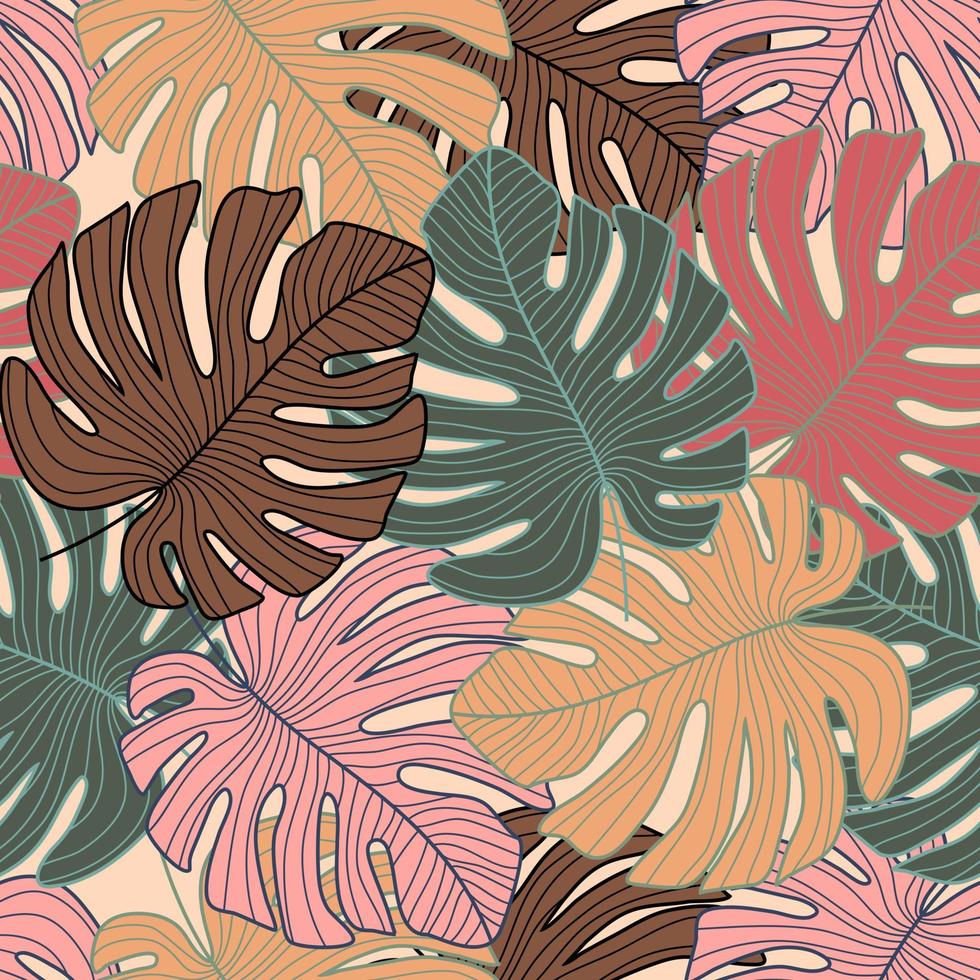 Creative tropical leaves backdrop. Monstera leaf pattern, botanical seamless pattern. vector