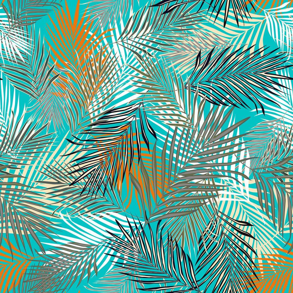 Trendy exotic plant seamless pattern. Tropical palm leaves pattern. vector
