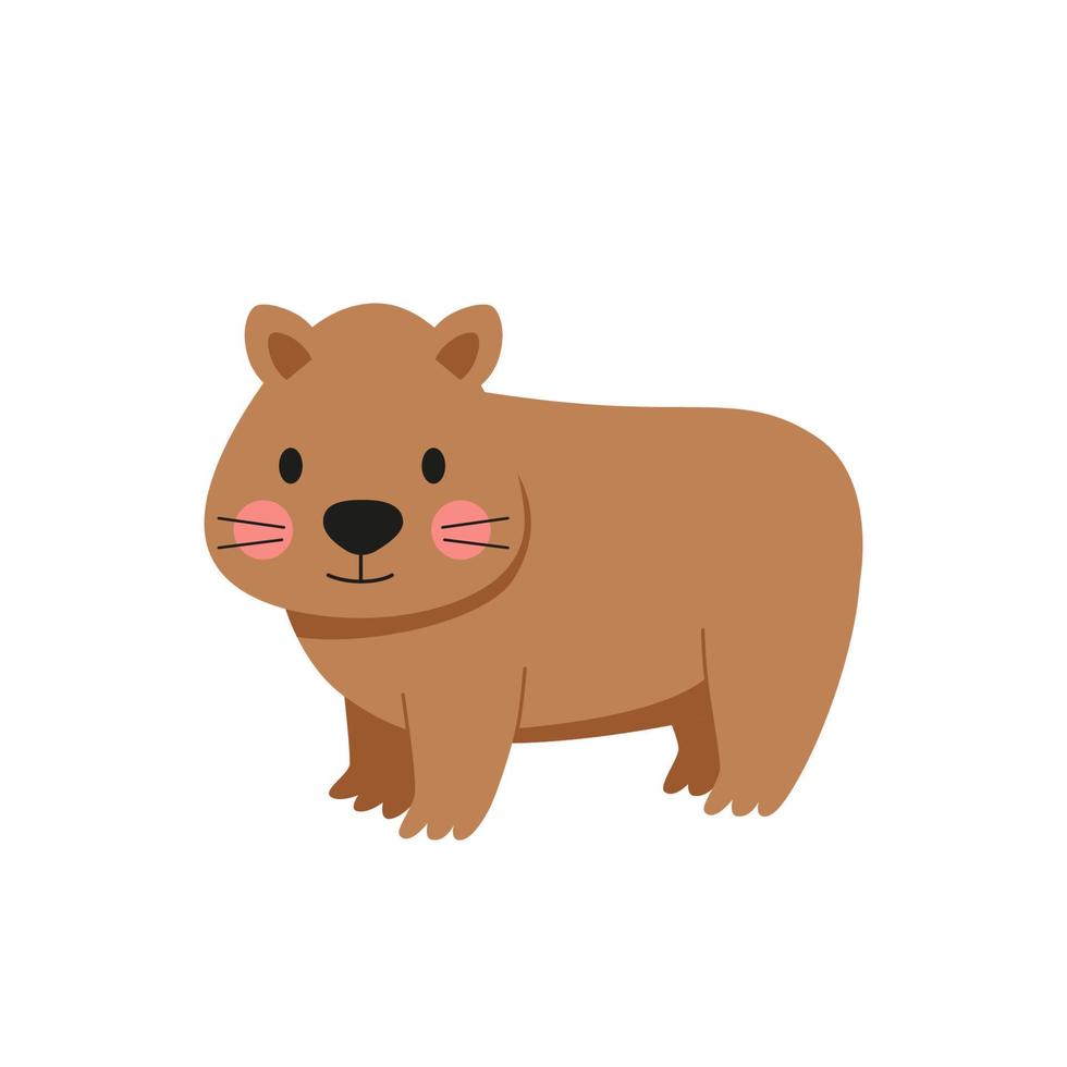 Cute little wombat vector illustration drawn in cartoon style