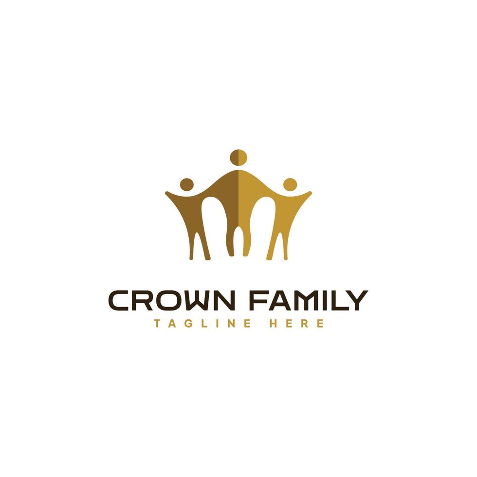 Abstract crown people logo icon gold color minimal style illustration design. Family teamwork coworkers emblem sign symbol logotype. vector