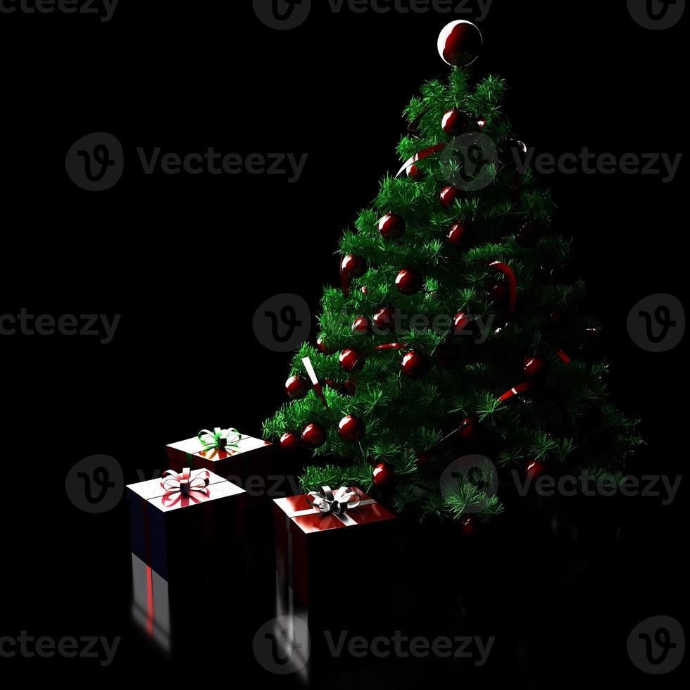 Christmas tree in the dark studio photo