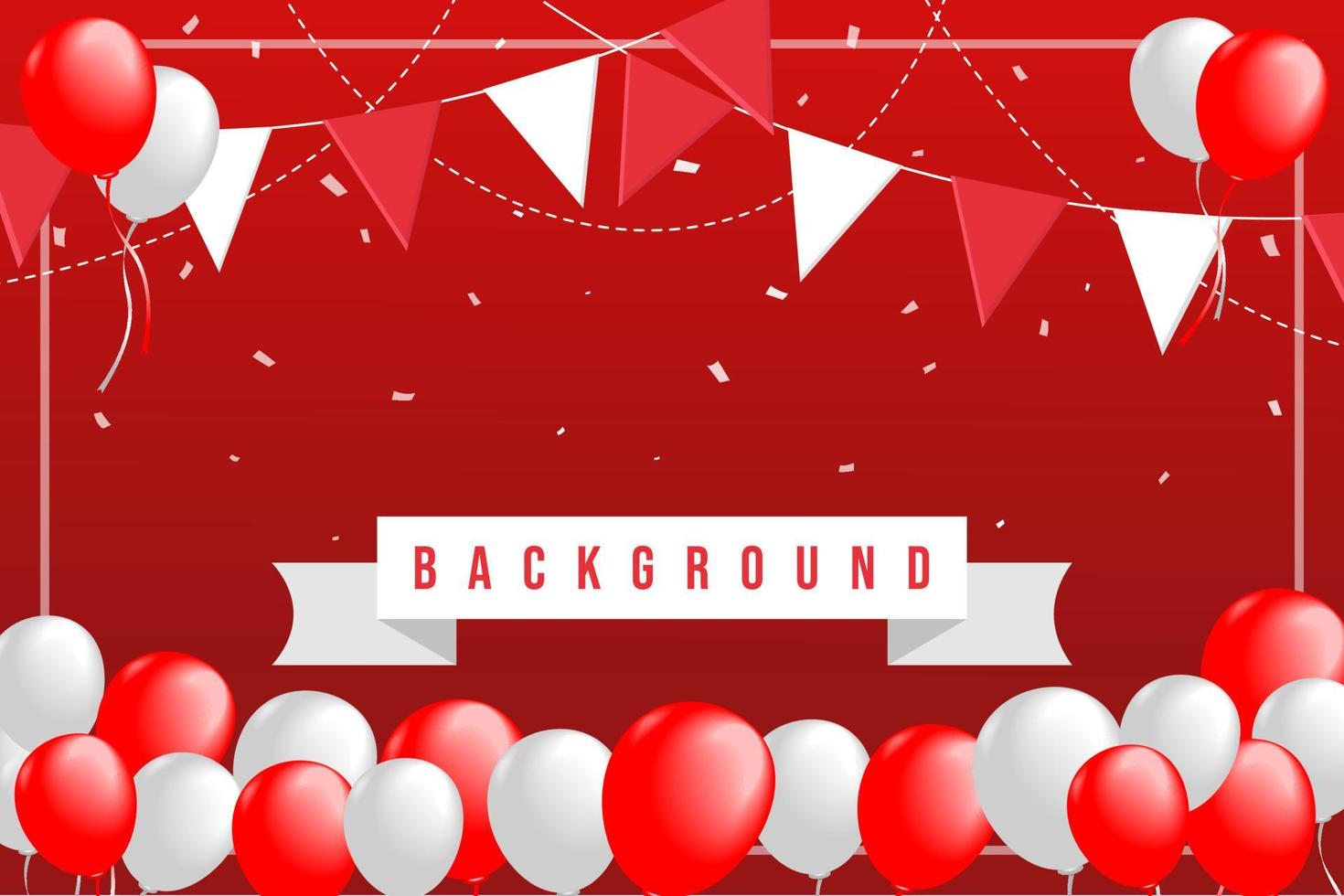 Realistic Red White balloons, confetti concept design 17 August Happy Independence Day greeting background. Celebration Vector illustration eps.10