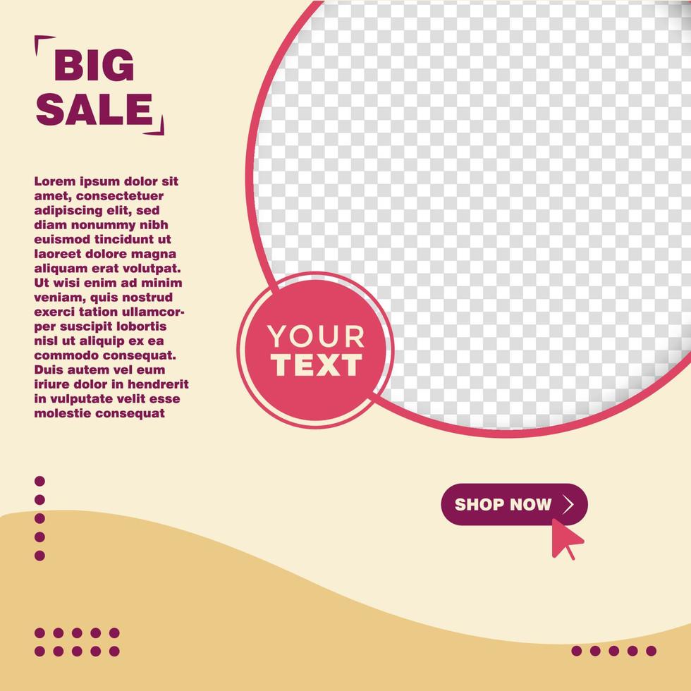 Social media promotional template with image space, Vector illustration eps.10