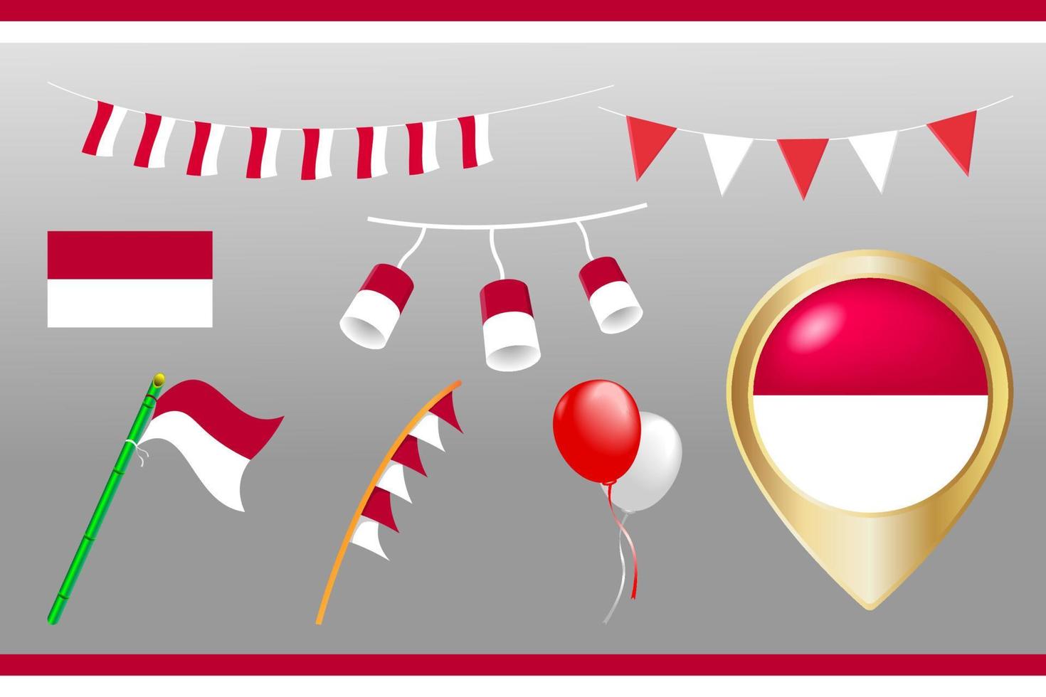 Festive bunting flags of Indonesian Independence day, Independence decoration, Vector illustration eps.10
