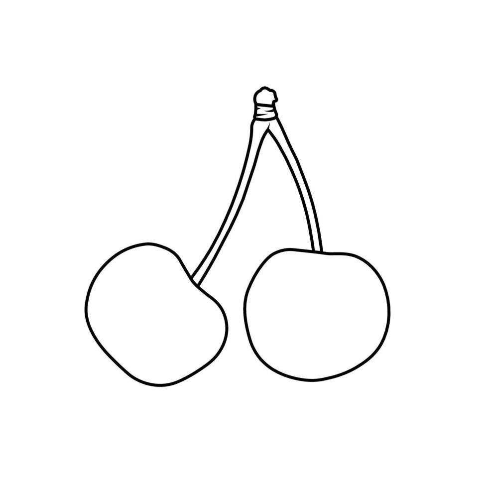 ilustración de icono de contorno de cereza sobre fondo blanco vector