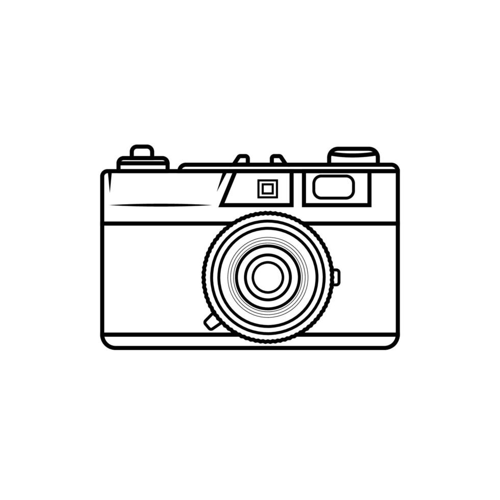 ilustración del icono del contorno de la cámara sobre fondo blanco vector