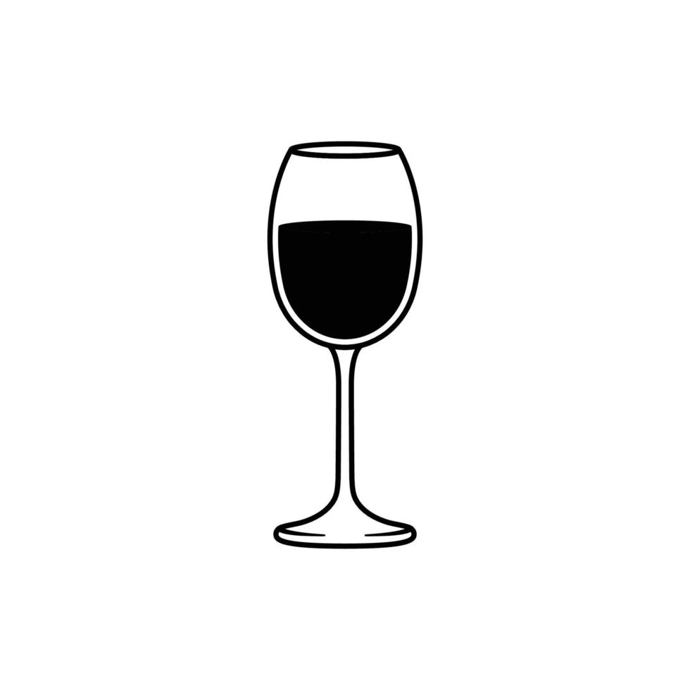 Wine Glass Outline Icon Illustration on White Background vector