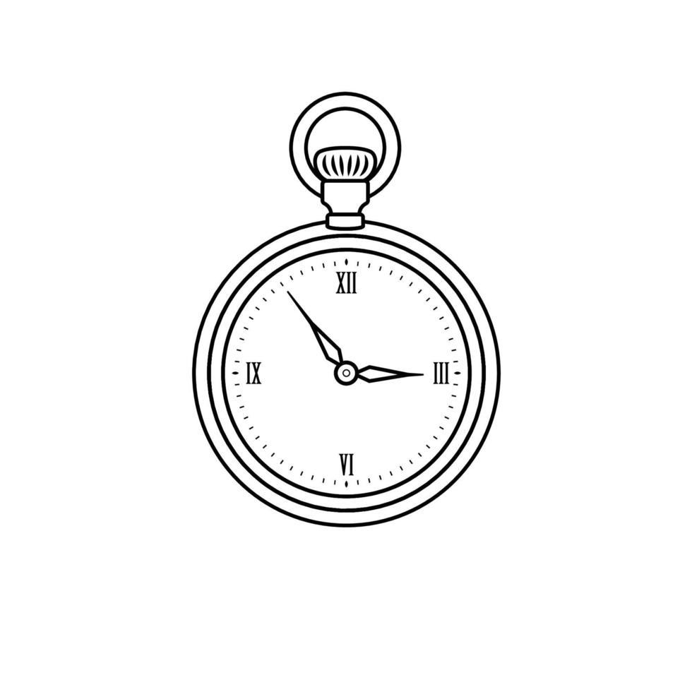 Pocket Watch Outline Icon Illustration on White Background 5622746