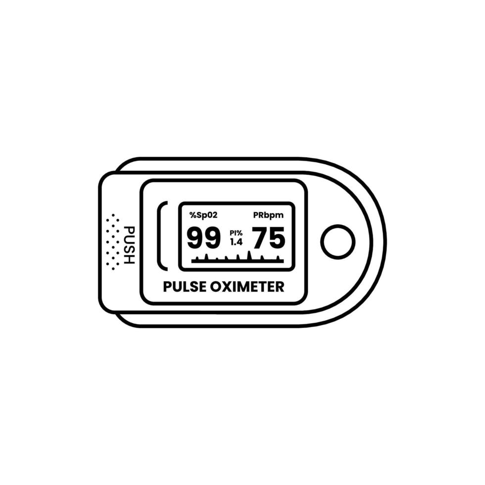 Oximeter Line Icon Illustration on Isolated White Background Suitable for Medical, Clinic, Healthcare Icon. Outline Style vector