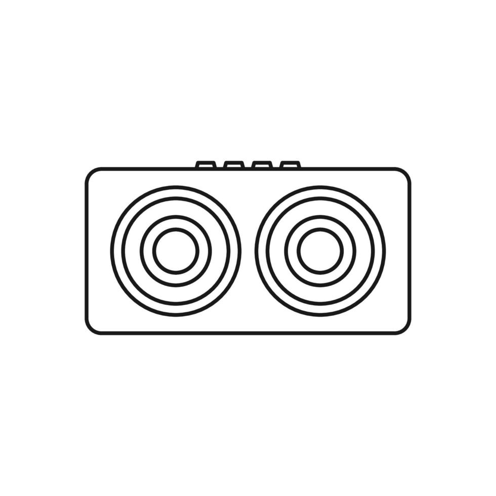 Speaker Black and White Icon in Outline Style on a White Background Suitable for Music, Stereo, Audio Icon. Isolated vector