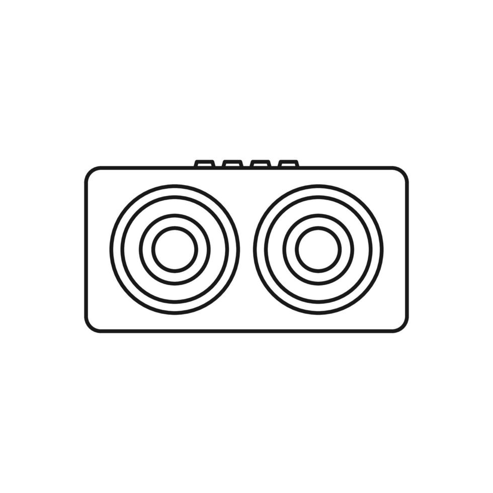 icono de altavoz en blanco y negro con estilo de esquema en un fondo blanco adecuado para música, estéreo, icono de audio. aislado vector