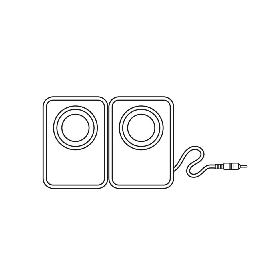 Speaker Black and White Icon in Outline Style on a White Background Suitable for Music, Stereo, Audio Icon. Isolated vector