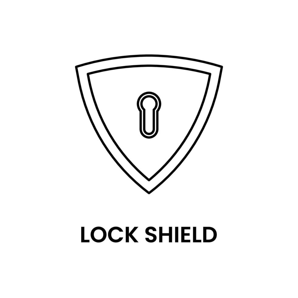 Lock Shield Black and White Icon in Outline Style on a White Background Suitable for Logo, Guard, Security Icon. Isolated vector