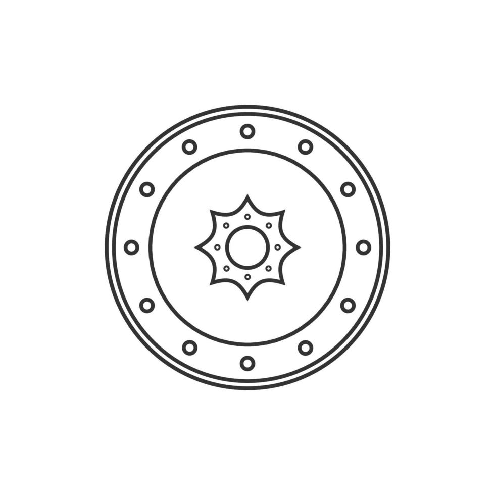 Shield Black and White Icon in Outline Style on a White Background Suitable for Logo, Military, Security Icon. Isolated vector