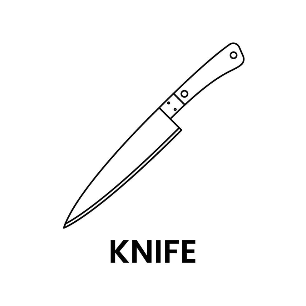 cuchillo icono blanco y negro en estilo de contorno sobre un fondo blanco adecuado para logotipo, cocina, icono de utensilio. aislado vector