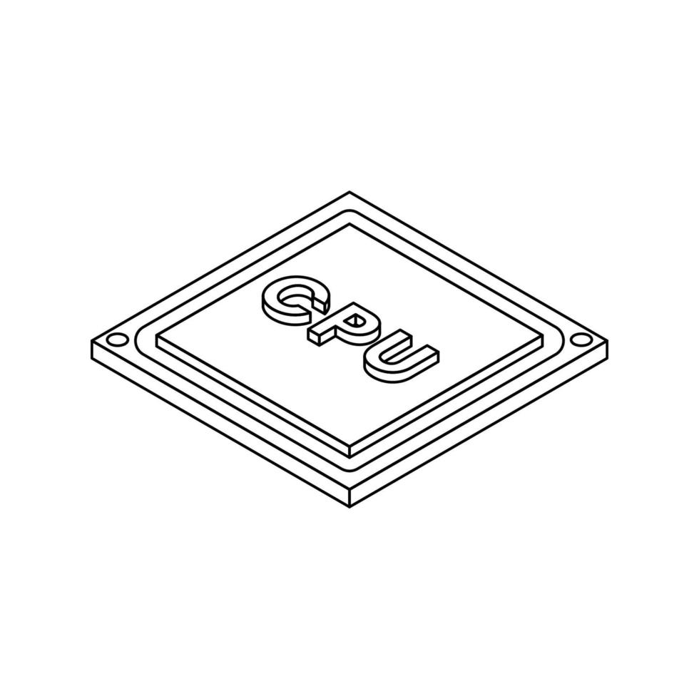 Isometric CPU Outline Icon on White Background vector