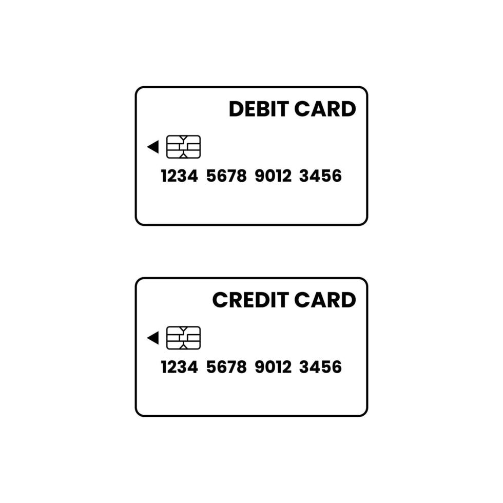 Debit and Credit Card Outline Icon on White Background vector