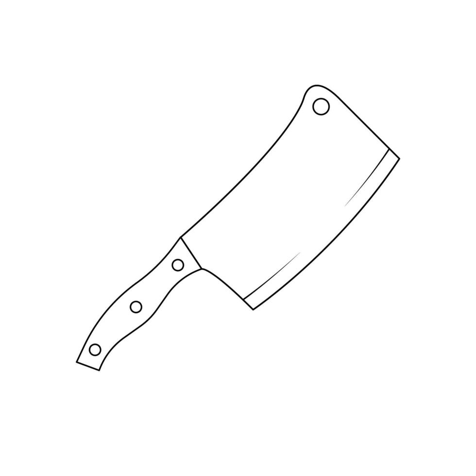 cuchillo de carnicero icono blanco y negro en estilo de contorno sobre un fondo blanco adecuado para logotipo, cocina, icono de carnicería. aislado vector