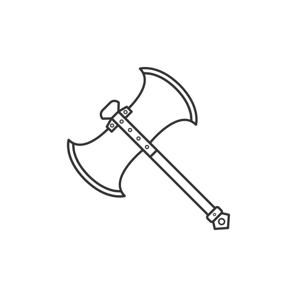 Viking Battle Axe Outline Icon Illustration on White Background vector