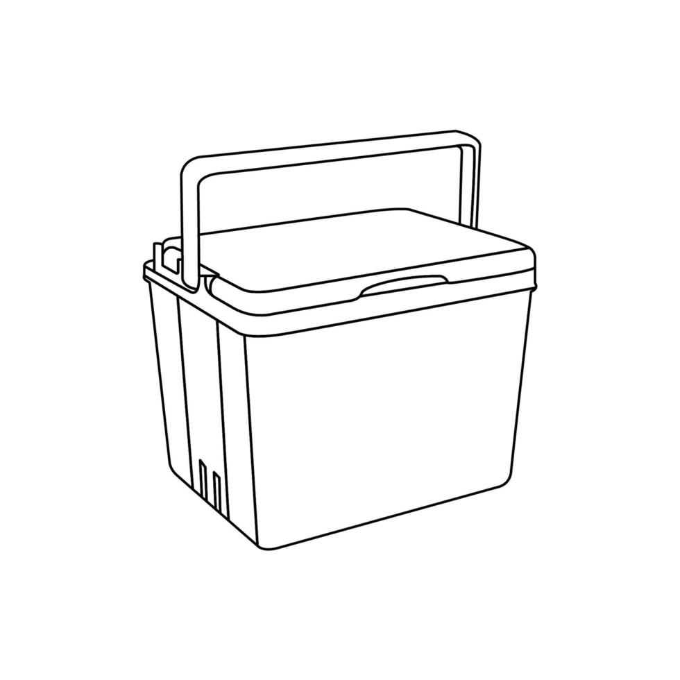 Cooler Ice Box Outline Icon Illustration on White Background vector