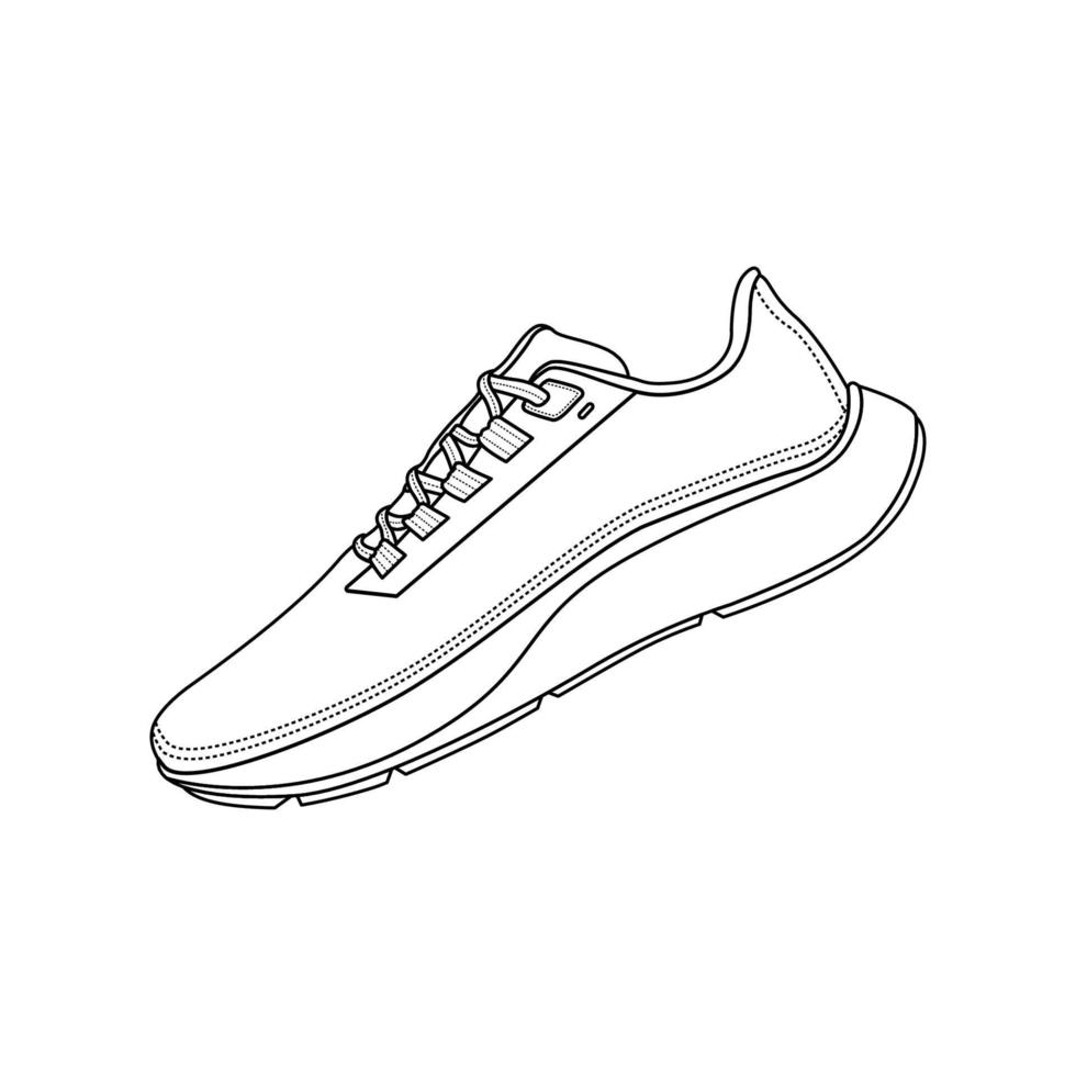 Running Shoes Outline Icon Illustration on White Background vector