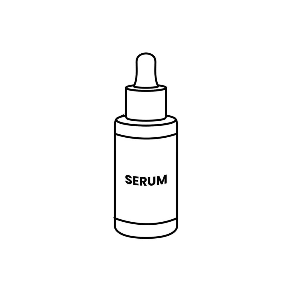 Serum Bottle Outline Icon Illustration on Isolated White Background Suitable for Beauty, Saloon, Healthcare vector