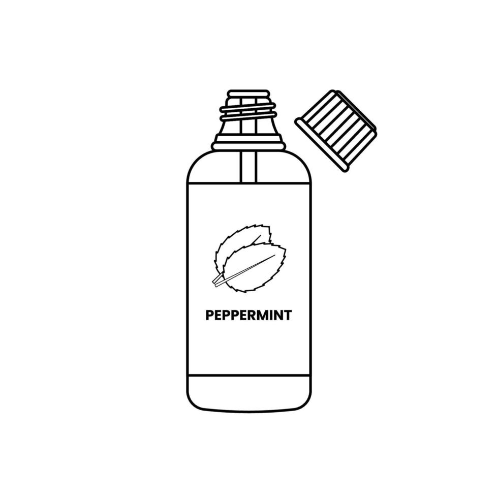 Peppermint Oil Icon in Outline Style on a White Background Suitable for Aromatherapy, Essential Oil Icon. Isolated vector