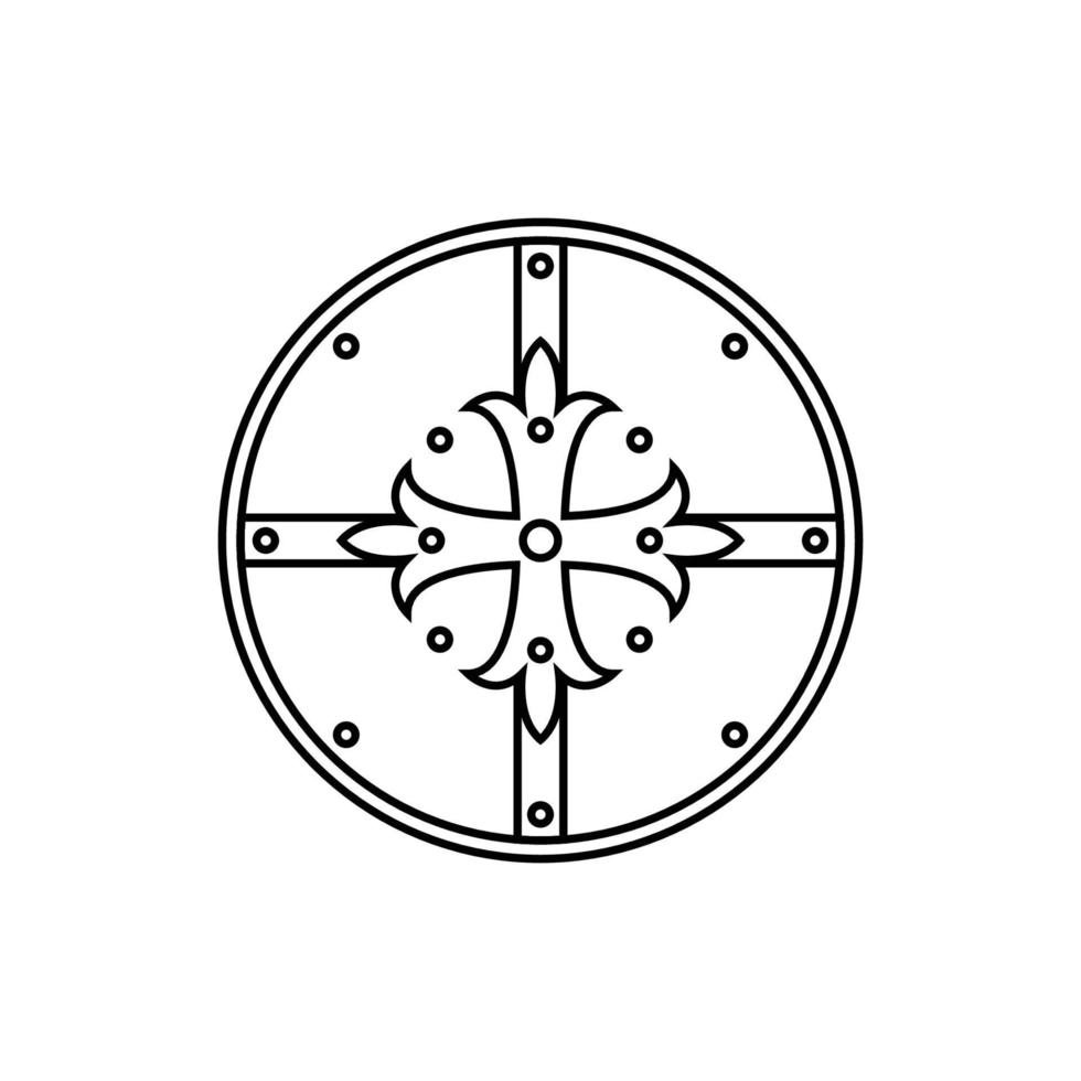 Shield Black and White Icon in Outline Style on a White Background Suitable for Logo, Military, Security Icon. Isolated vector