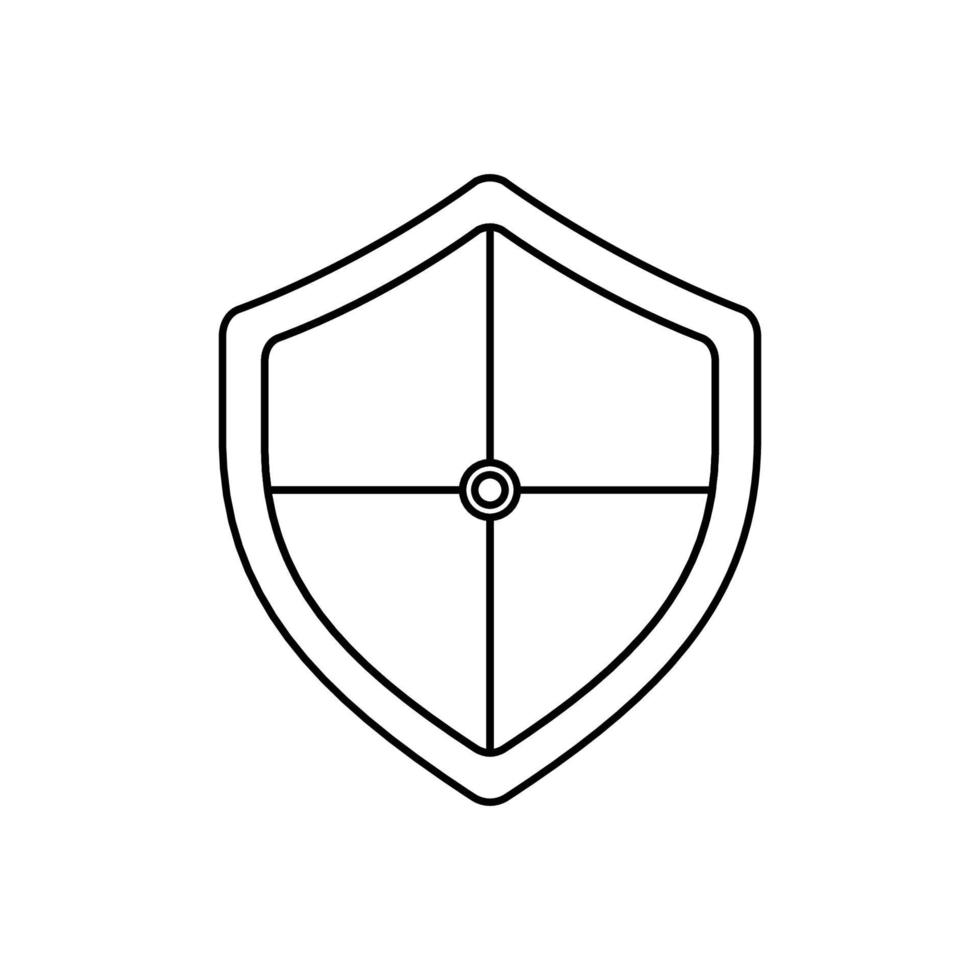Shield Black and White Icon in Outline Style on a White Background Suitable for Logo, Military, Security Icon. Isolated vector