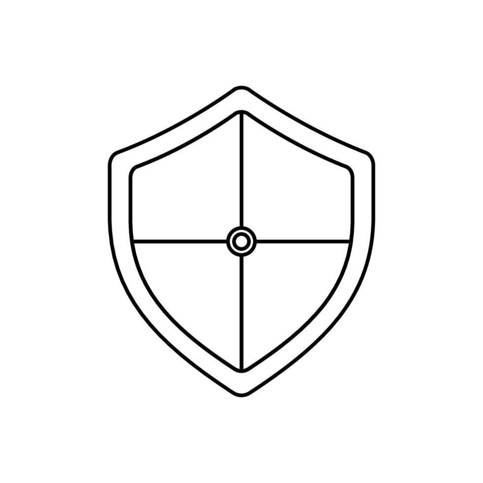 escudo icono blanco y negro en estilo de contorno sobre un fondo blanco adecuado para logotipo, militar, icono de seguridad. aislado vector