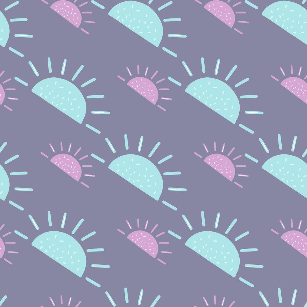 Scrapbook simple style seamless pattern with blue and purple fruit lobules shapes. Pastel background. vector