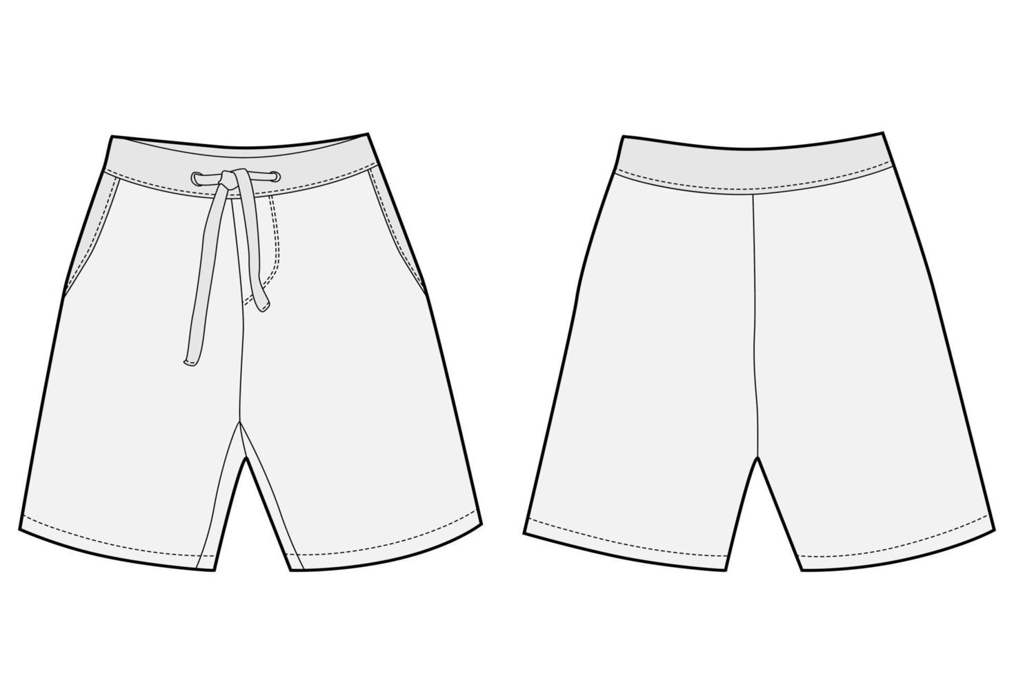 boceto técnico diseño de pantalones cortos deportivos. plantilla de ropa de niño. Estilo casual. maqueta de cad. vector