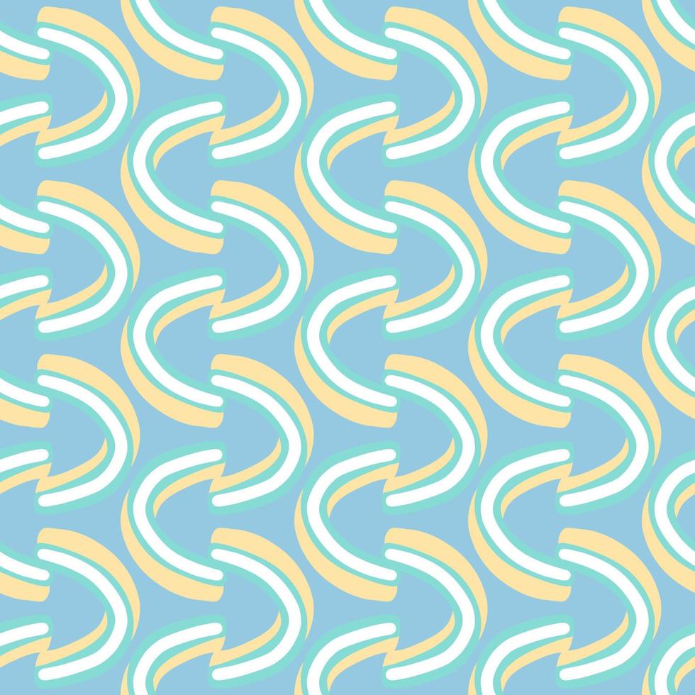 Abstract 3d shapes silhouettes seamless pattern. Funny creative backdrop in blue and orange colors. vector