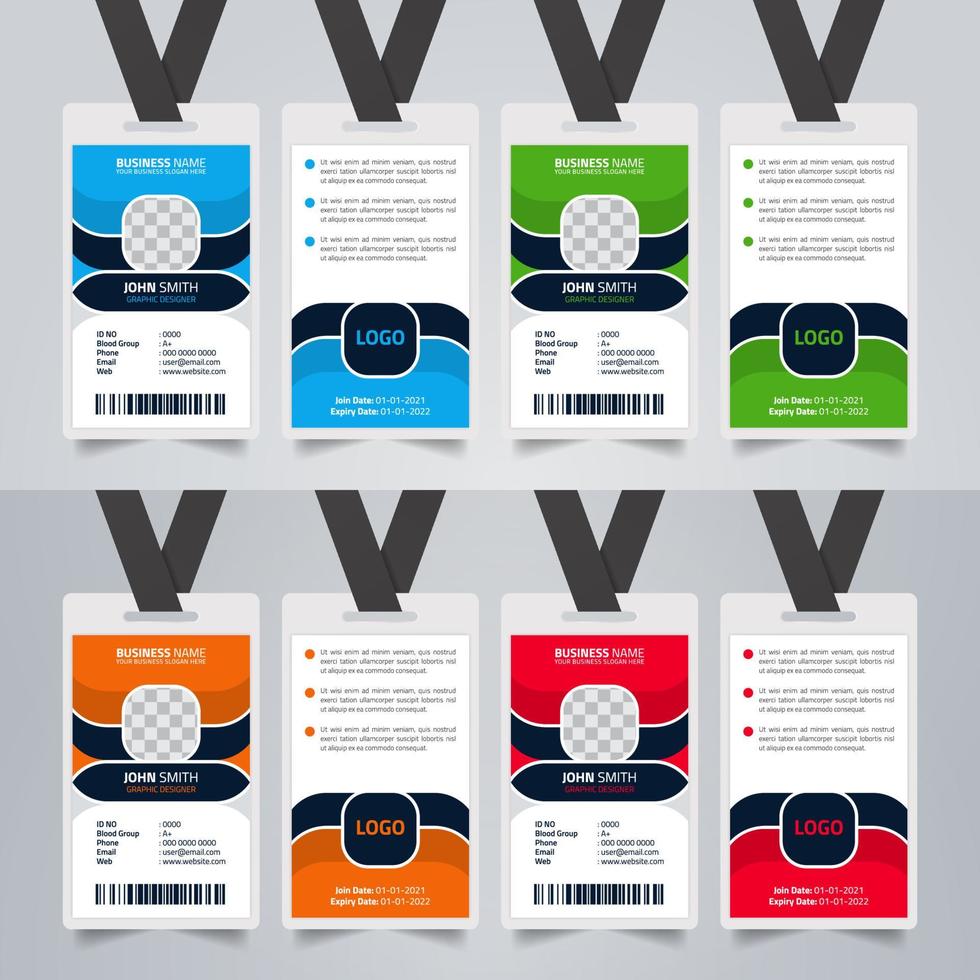 Creative Business office employees identity cards stationery template design. vector