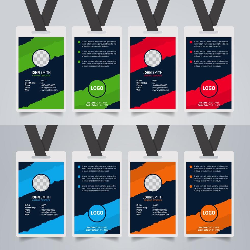 Creative Business office employees identity cards stationery template design. vector