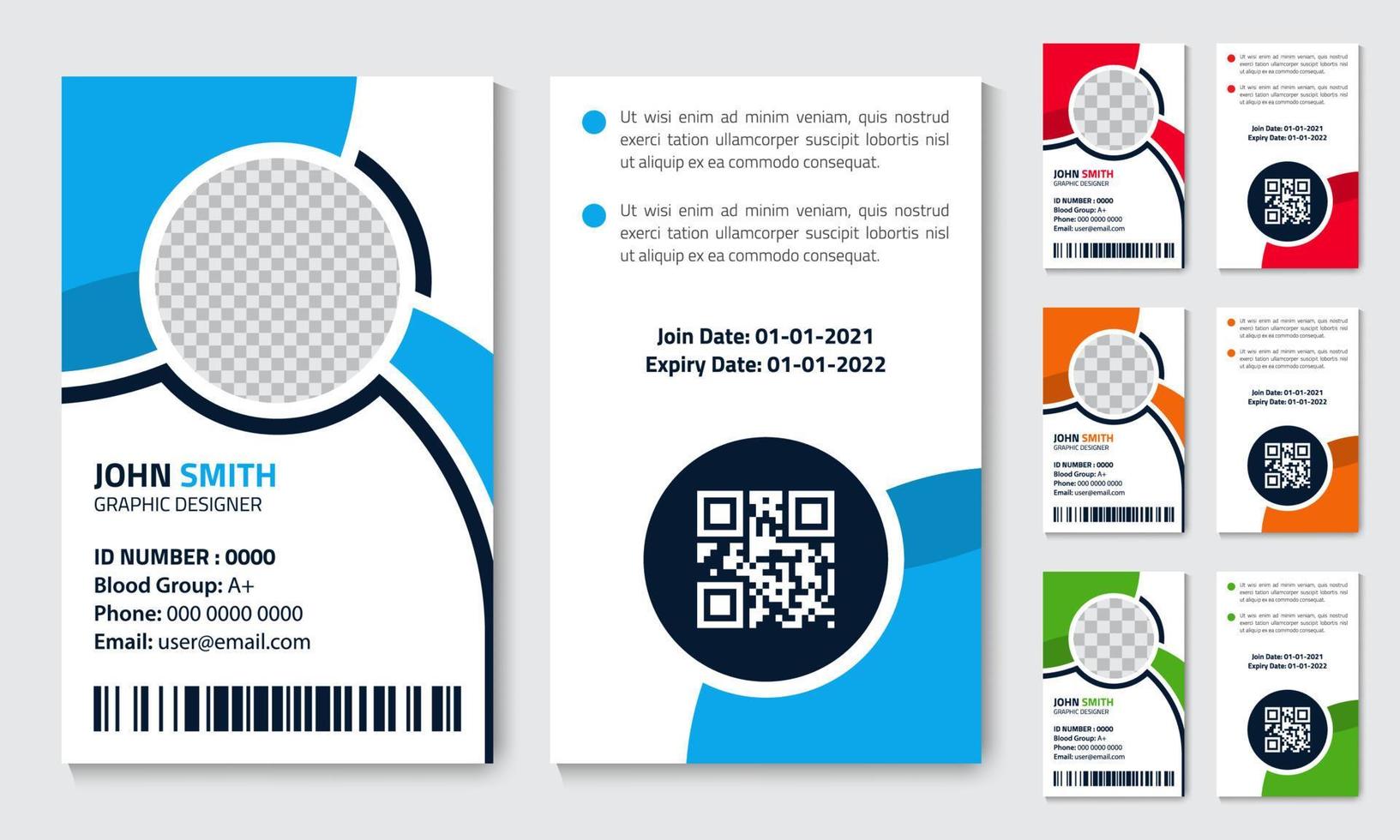 Creative Business office employees identity cards stationery template design. vector