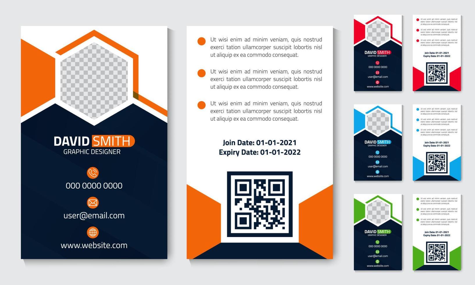 Creative Business office employees identity cards stationery template design. vector