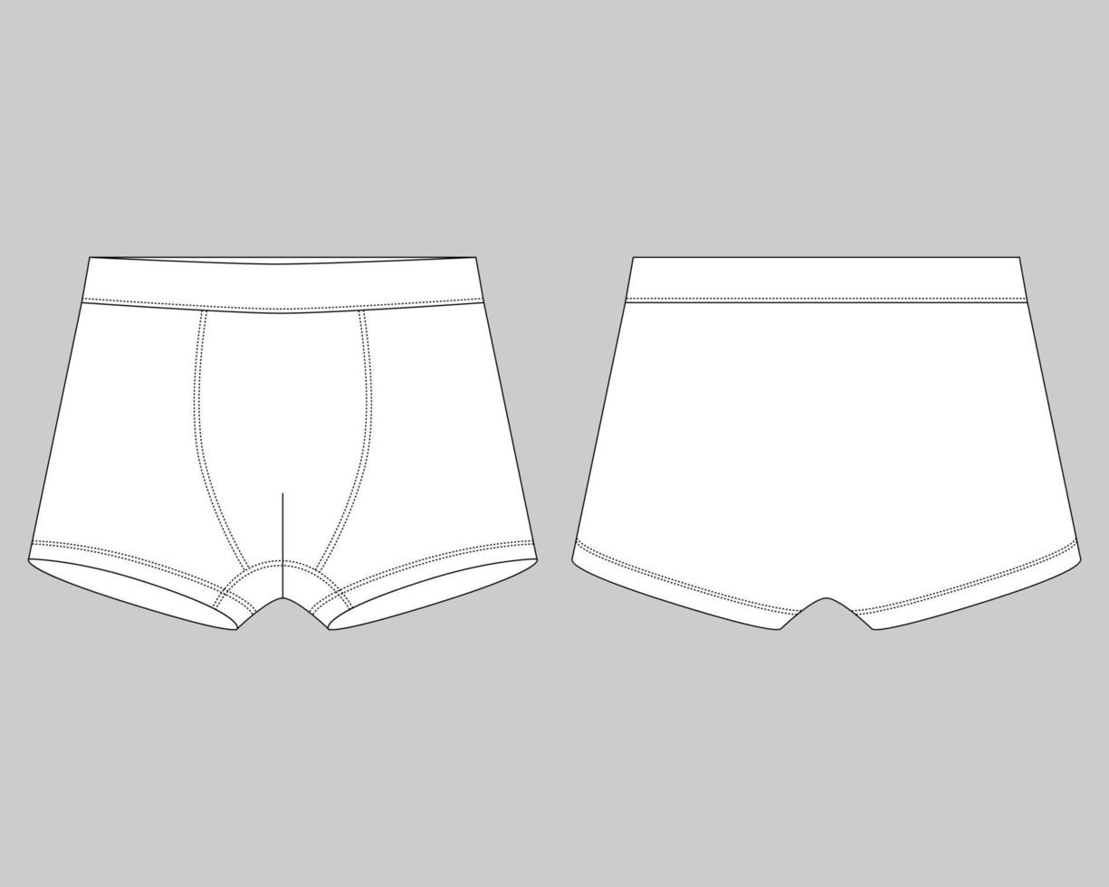 calzoncillos boxer para niños boceto técnico ropa interior sobre fondo gris. vector