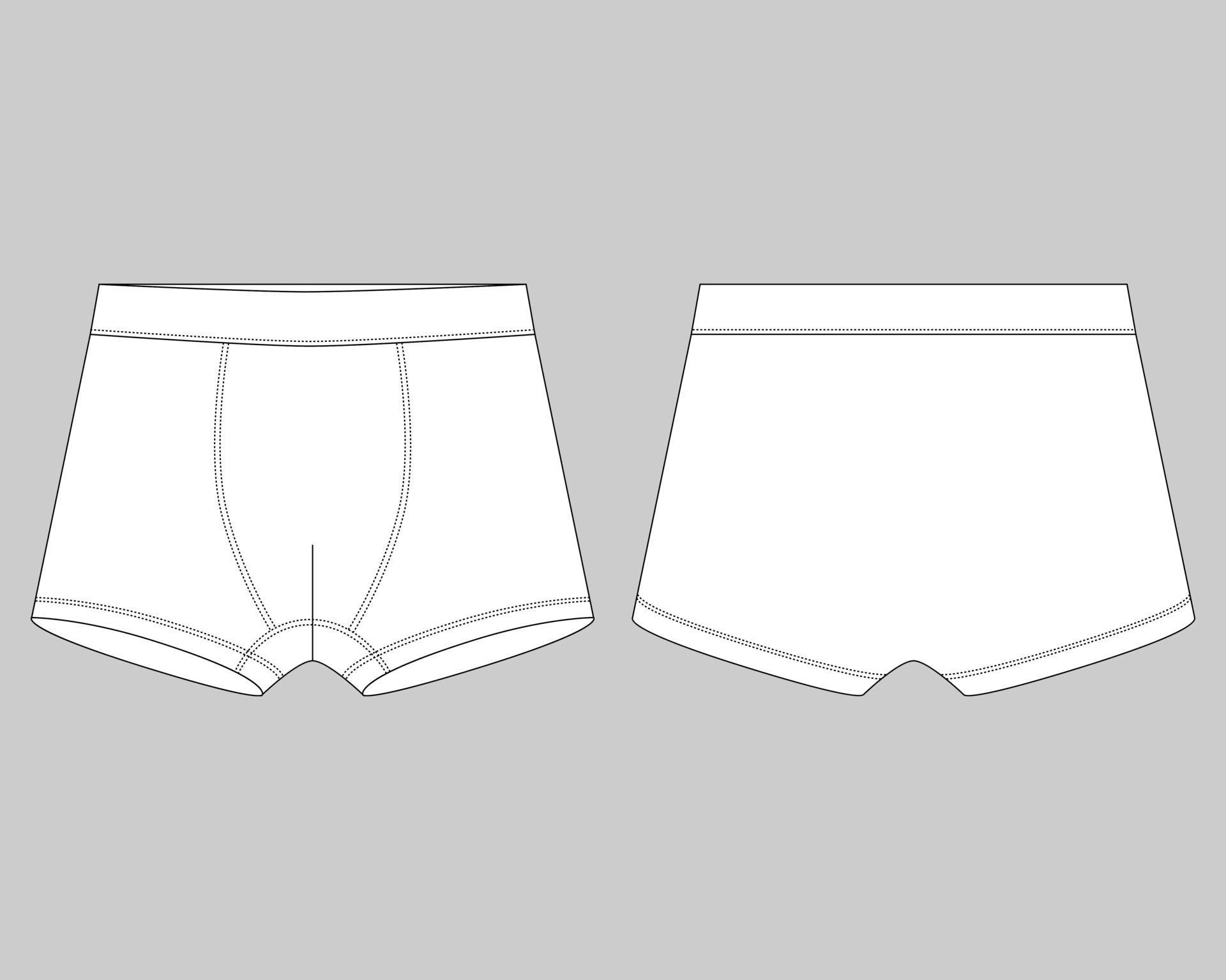 Technical sketch children's boxer shorts underwear on gray background ...