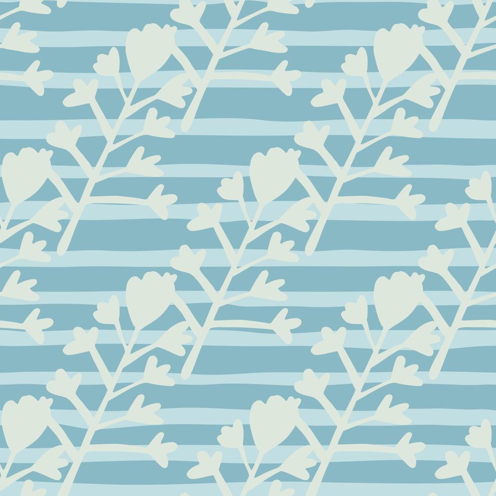 Seamless floral pattern with botanic elements in blue and light tones. Simple design. vector