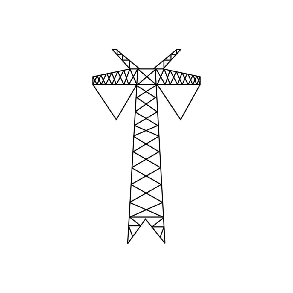 High voltage electric pylon. Power line symbol flat design. vector