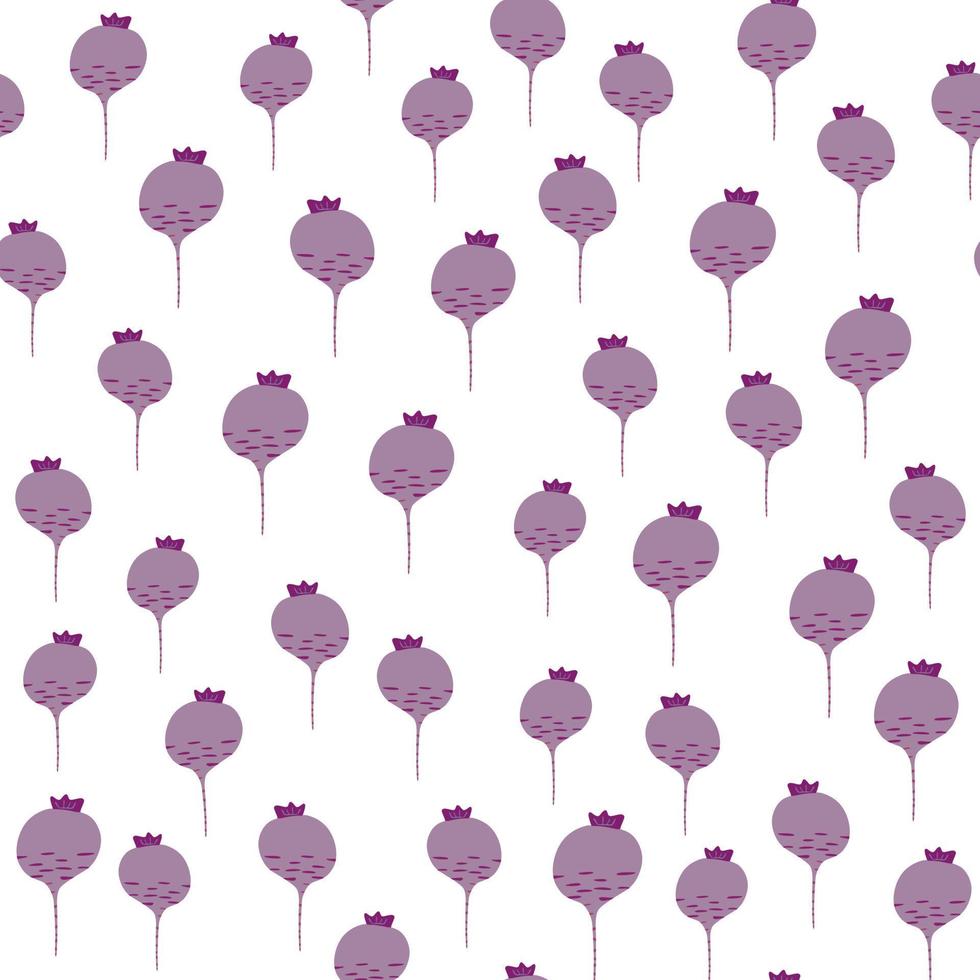 Hand drawn beet seamless pattern on white background. Doodle beetroot backdrop vector