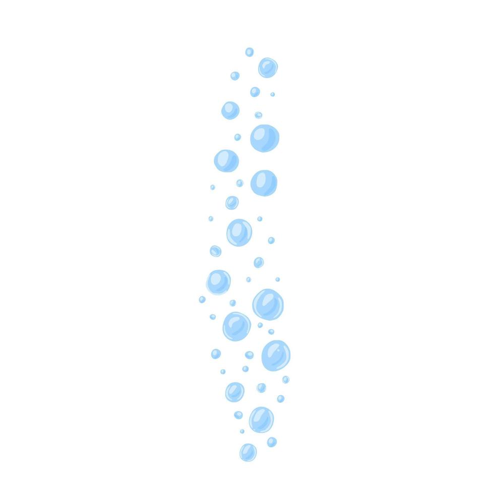 agua de burbujas aislada sobre fondo blanco. dibujos animados lindo color azul en garabato. vector