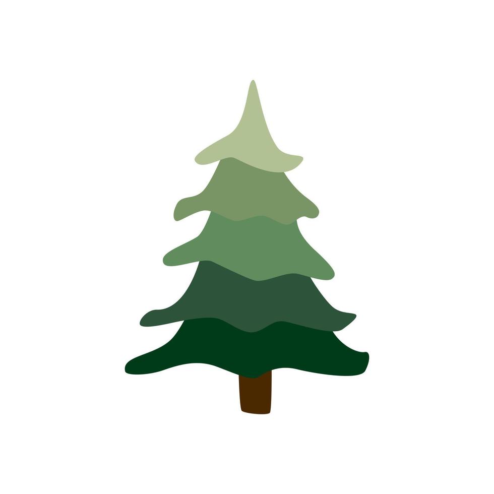 Cartoon tree isolated on white background. Simple fir in flat style symbol. vector