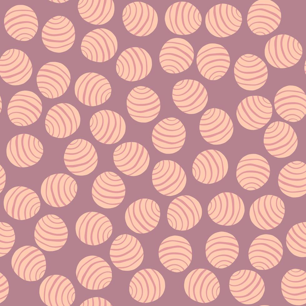 Little circle ornament seamless doodle pattern. Pastel tone geometric print with strippes figures. vector