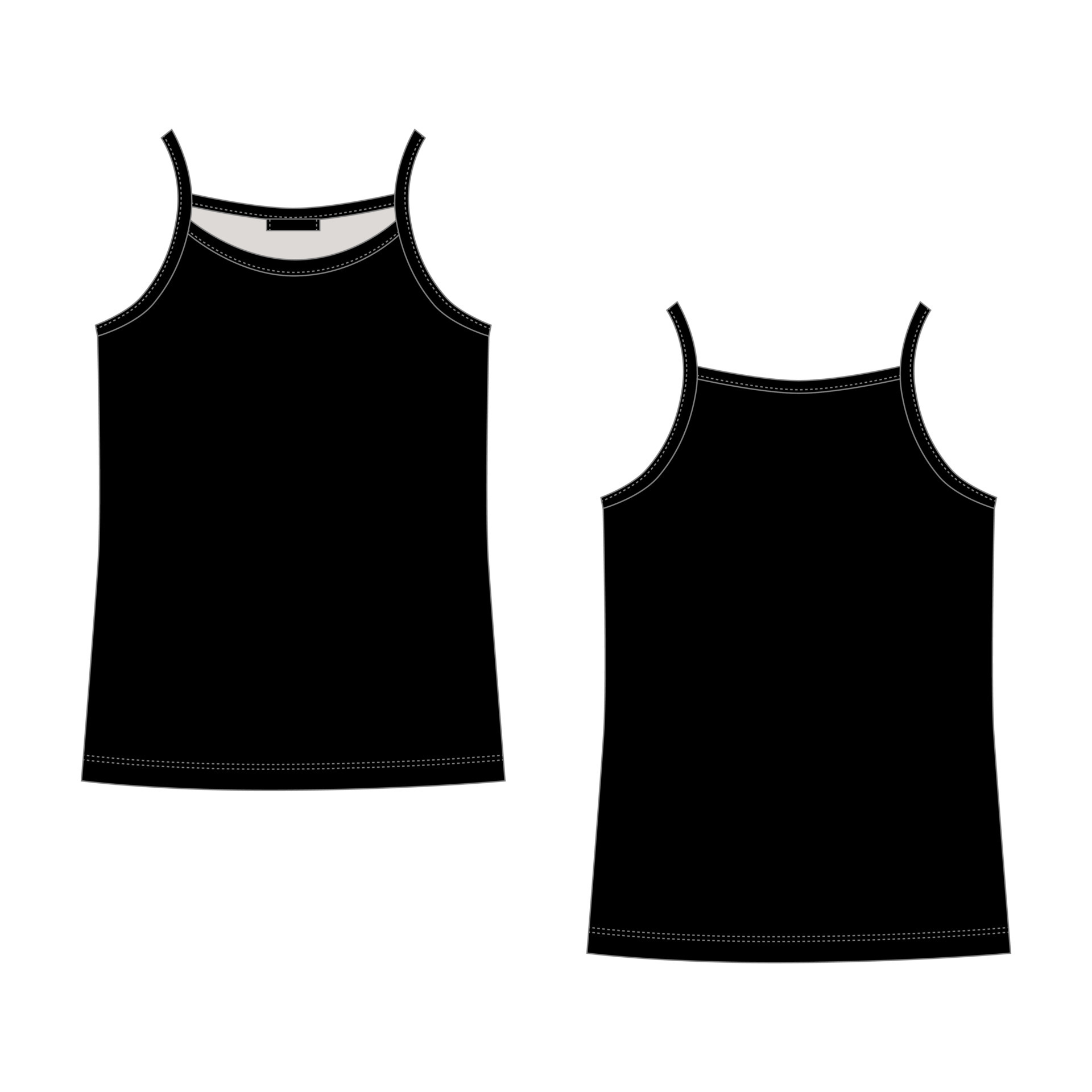 Pef compuesto diseño boceto técnico camiseta sin tirantes negra para niñas aisladas sobre fondo  blanco. ropa interior de mujer. 5623158 Vector en Vecteezy